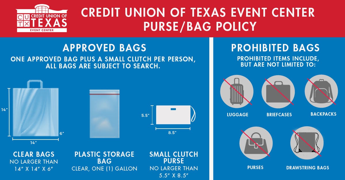 Bag Policy at Credit Union of Texas Event Center