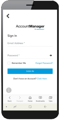 mobile view of account manager sign in screen