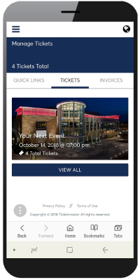 mobile view of account manager tickets screen